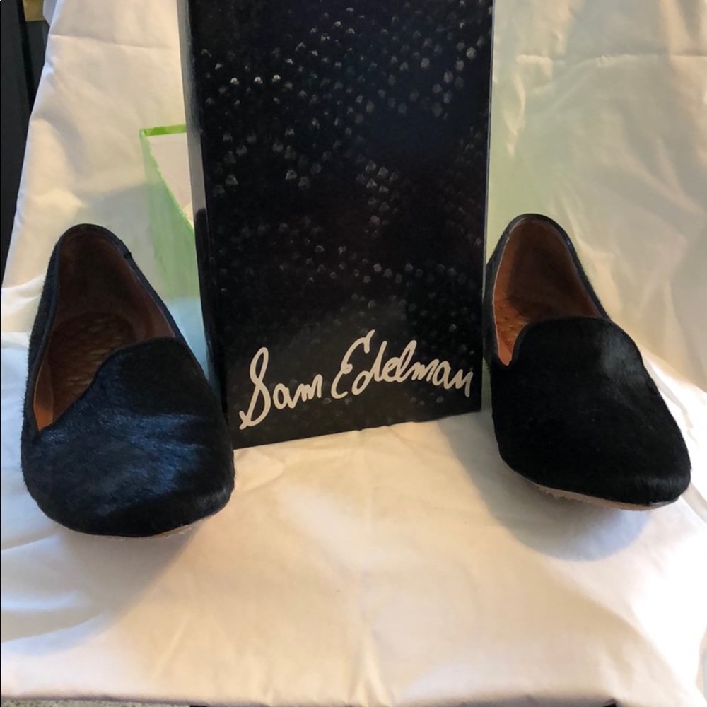 Black Calf Hair Flats